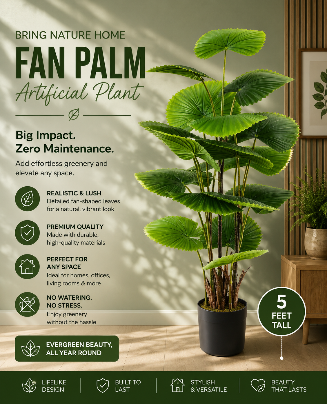 Artificial Fan Palm Plant.