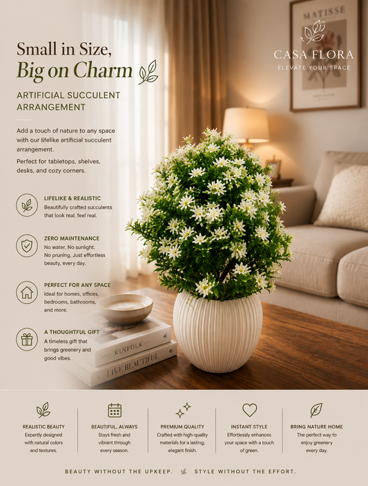 Artificial White Daisy Bush in Decorative Pot