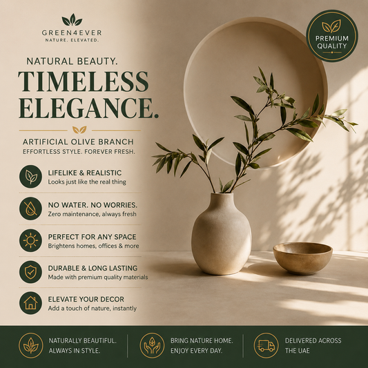 Artificial Olive Branch Arrangement in Ceramic Vase