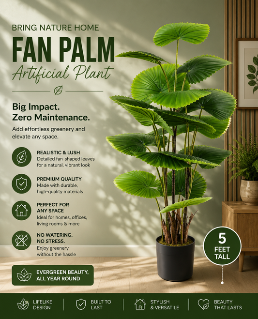 Artificial Fan Palm Plant.